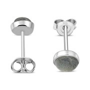 Labradorite Stone Round Sterling Silver Stud Earrings, e440st